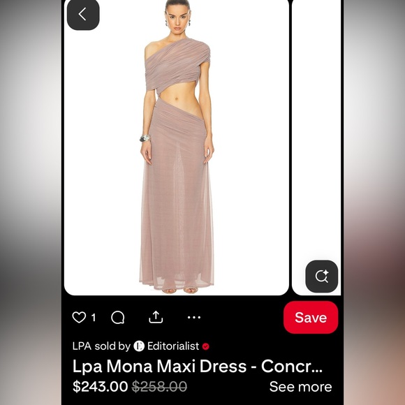 LPA One-Shoulder Cut-Out Dress in Taupe - Picture 1 of 5